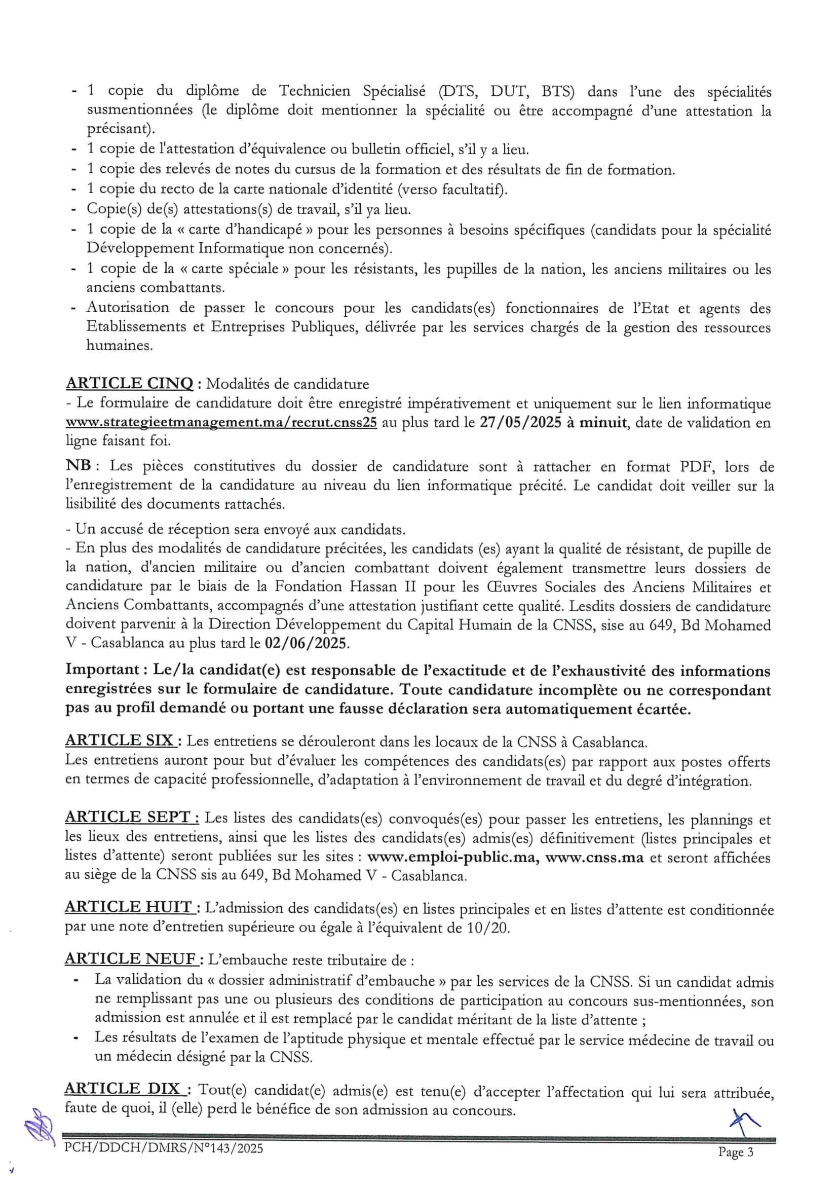 Concours de Recrutement CNSS 2025