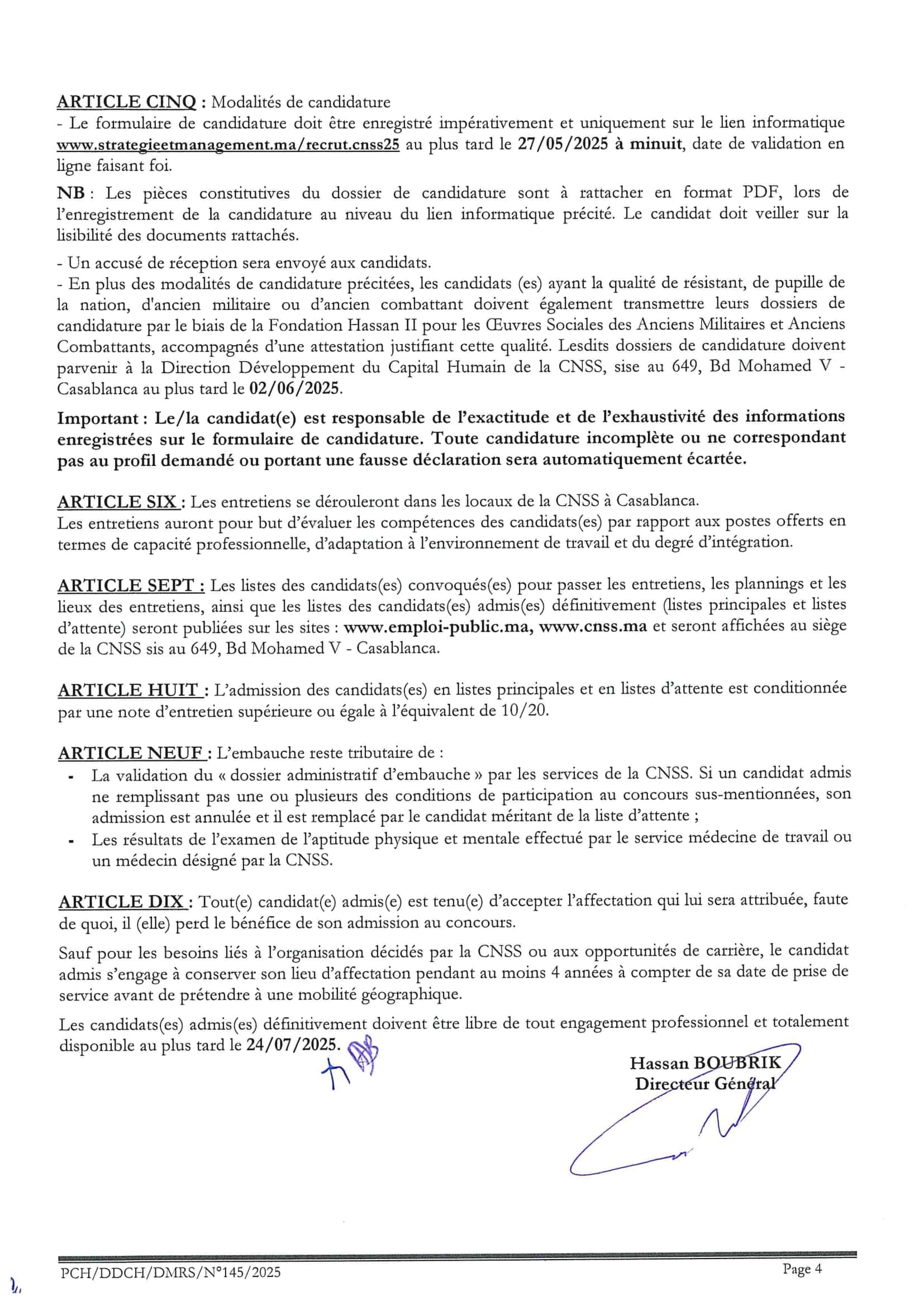 Concours de Recrutement CNSS 2025