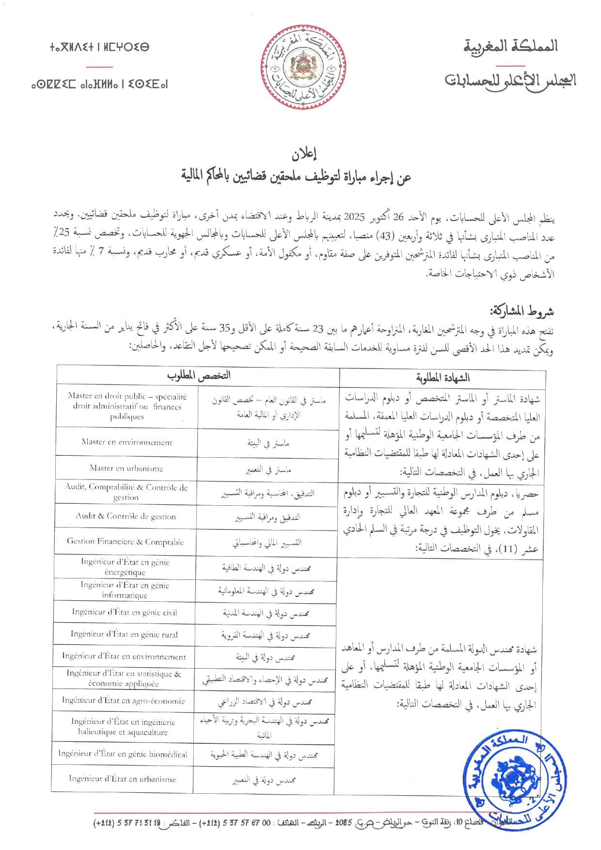 Concours Cour des Comptes 2025 