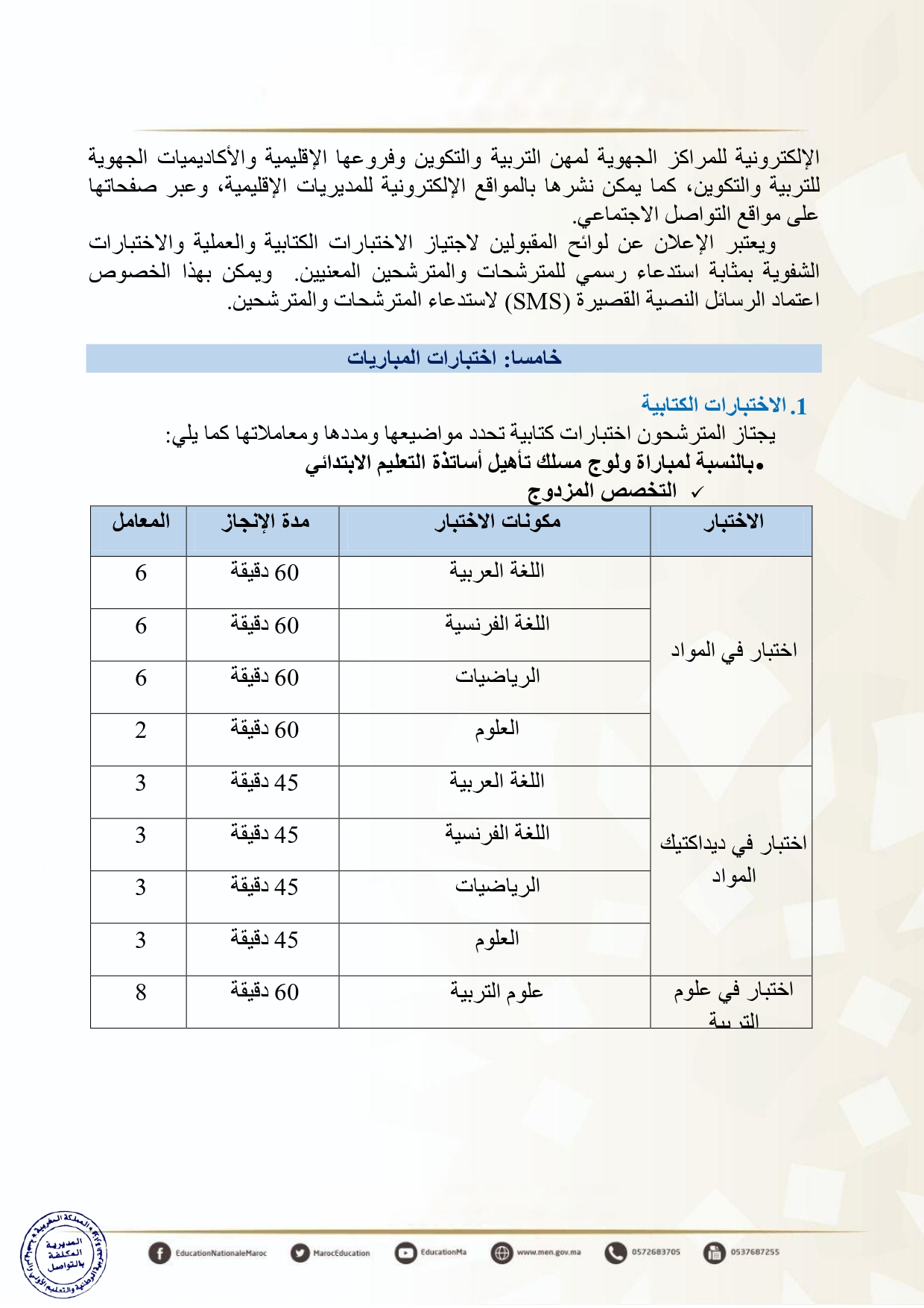 Tawdif men gov ma 2025 مباراة التعليم