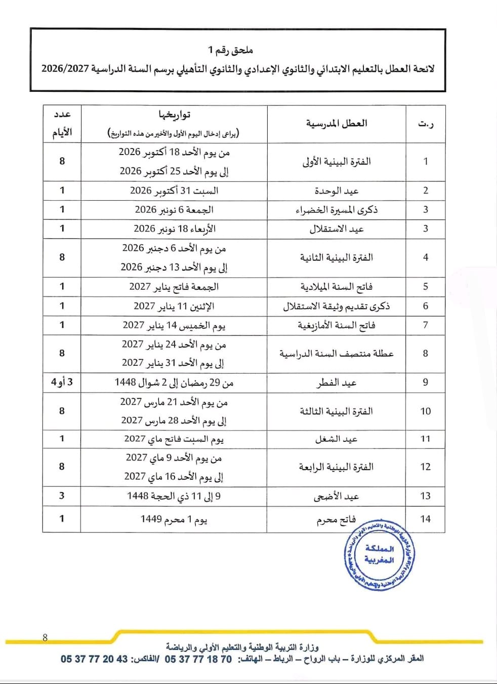 Vacances Scolaires 2026 2027 Au Maroc Vacances Scolaires 2026 2027 Au Maroc